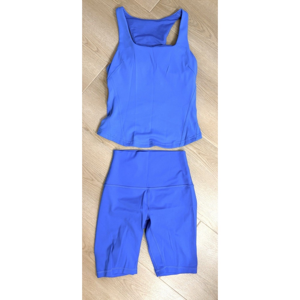 Lululemon InStill Tank Align 8" Biker Shorts Set Womens Size 2 Blue